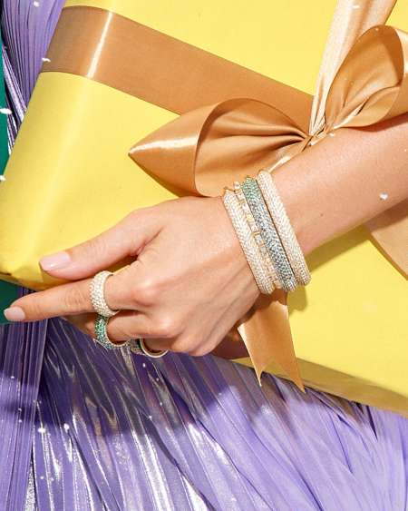 Kendra Scott: Mikki Pave Bangle Bracelet in Gold White Cz