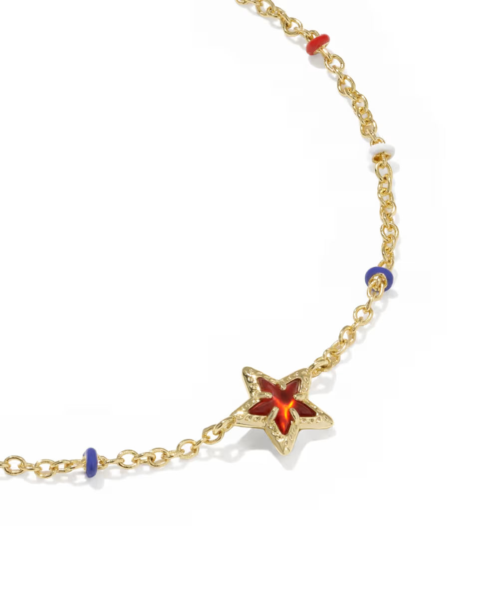 Kendra Scott: Mini Cassidy Delicate Chain Bracelet in Gold Red Illusion