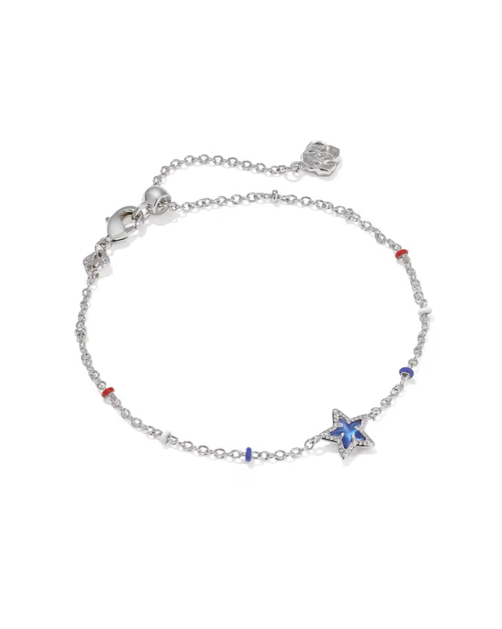 Kendra Scott: Mini Cassidy Delicate Chain Bracelet in Silver Cobalt Blue Illusion
