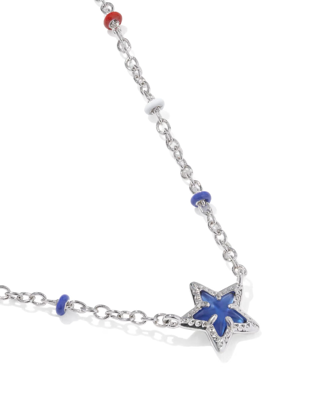 Kendra Scott: Mini Cassidy Short Pendant Necklace in Silver Cobalt Blue Illusion