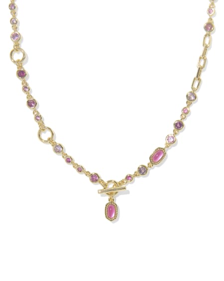 Kendra Scott: Mini Elisa Strand Necklace in Gold Pink Mix - The Vogue Boutique