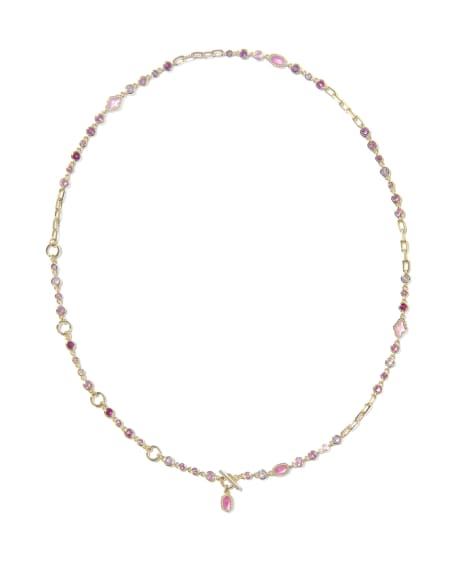 Kendra Scott: Mini Elisa Strand Necklace in Gold Pink Mix - The Vogue Boutique