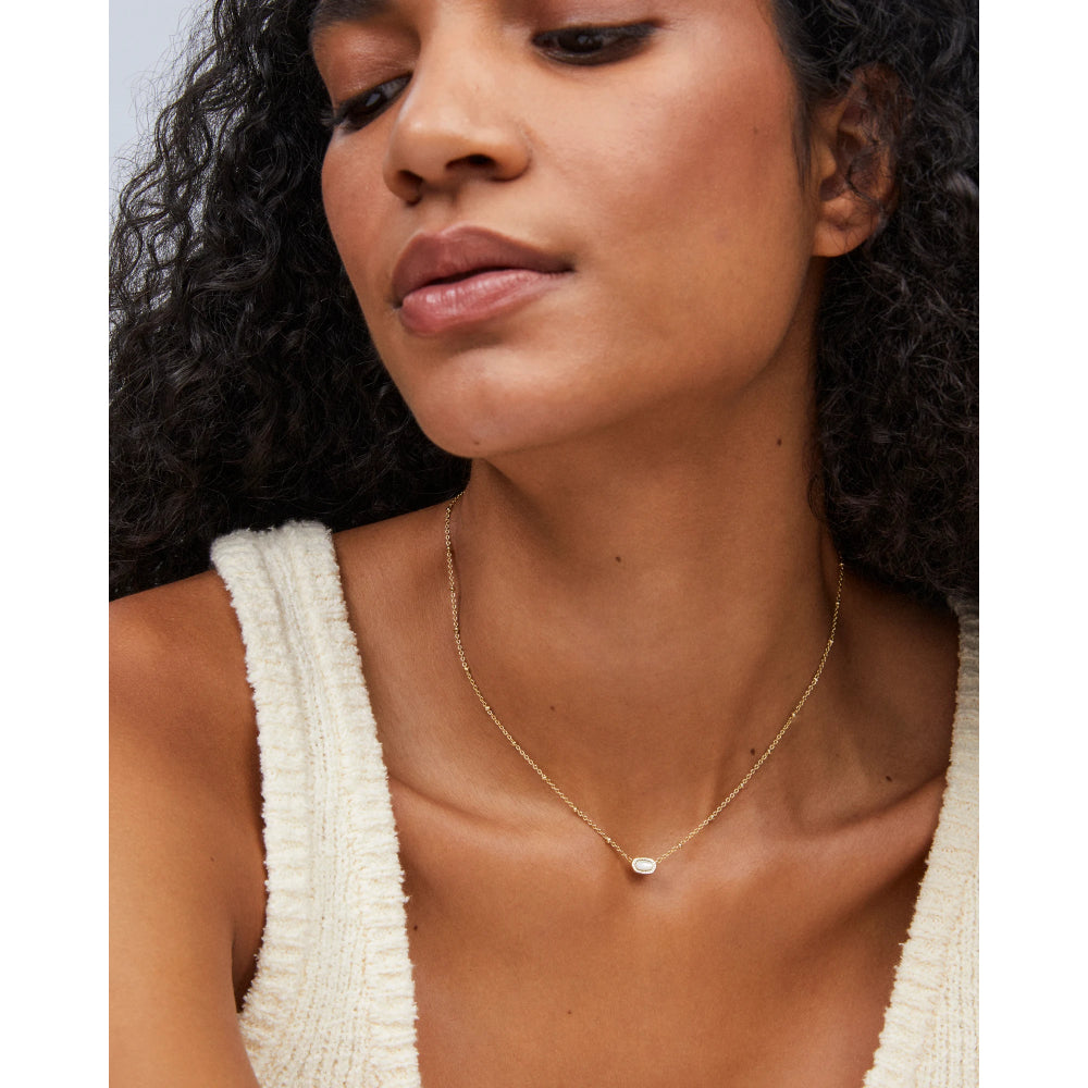 Kendra Scott: Mini Elisa Satellite Short Pendant Necklace in Gold Ivory Mother Of Pearl