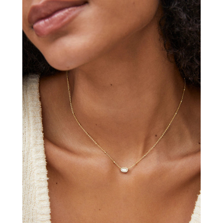 Kendra Scott: Mini Elisa Satellite Short Pendant Necklace in Gold Ivory Mother Of Pearl