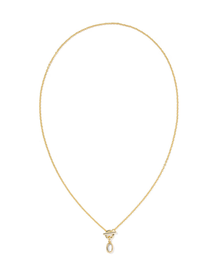 KENDRA SCOTT: MINI ELISA TOGGLE SHORT PENDANT NECKLACE IN GOLD IVORY