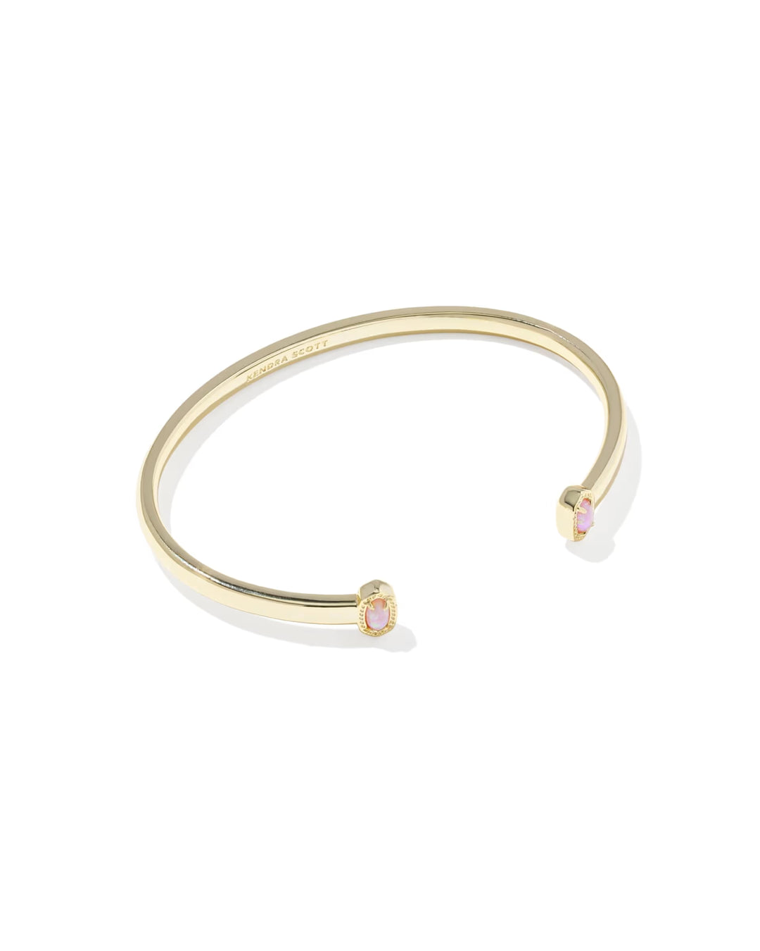 Kendra Scott: Mini Elton Cuff Bracelet in Gold Light Pink Lab Grown Opal