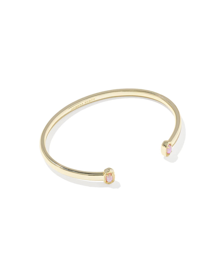Kendra Scott: Mini Elton Cuff Bracelet in Gold Light Pink Lab Grown Opal