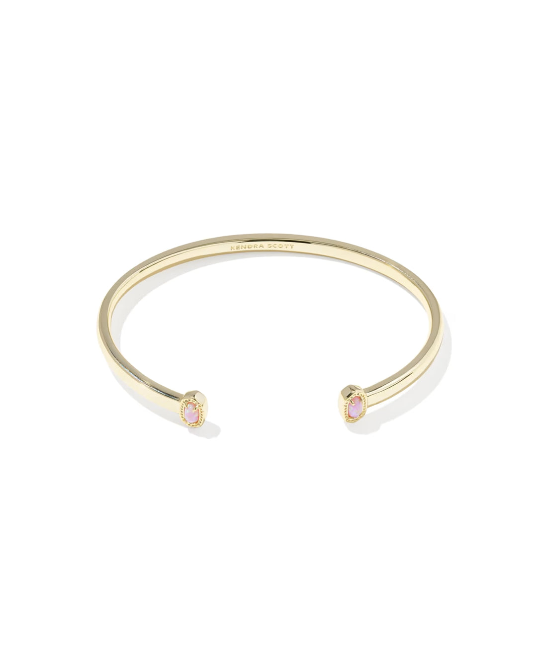 Kendra Scott: Mini Elton Cuff Bracelet in Gold Light Pink Lab Grown Opal