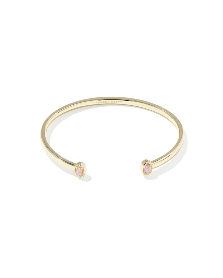 Kendra Scott: Mini Elton Cuff Bracelet in Gold Light Pink Lab Grown Opal