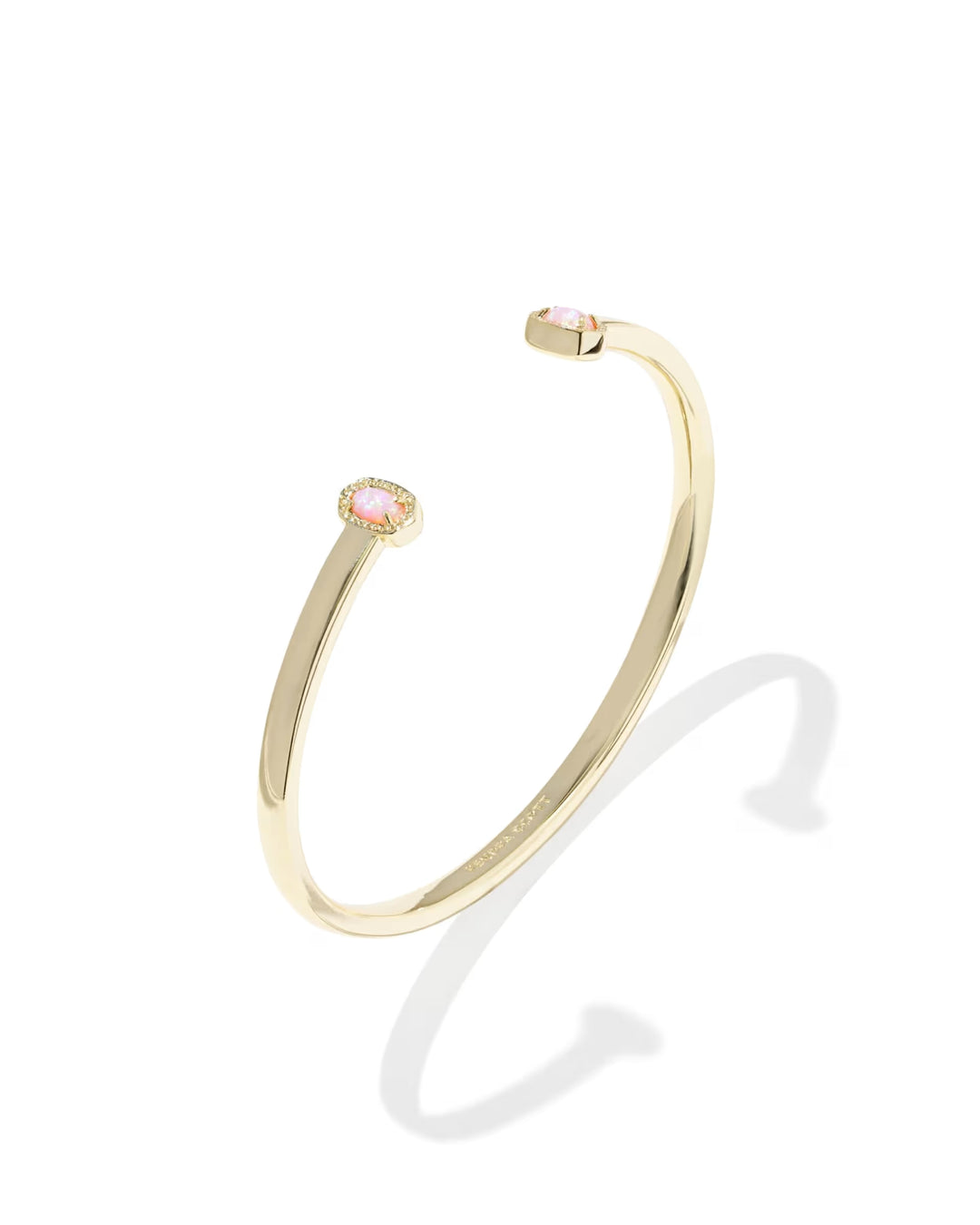 Kendra Scott: Mini Elton Cuff Bracelet in Gold Light Pink Lab Grown Opal