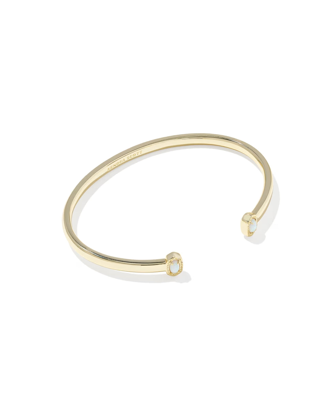 Kendra Scott: Mini Elton Cuff Bracelet in Gold Bright White Lab Grown Opal