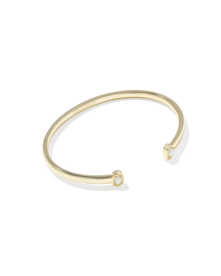 Kendra Scott: Mini Elton Cuff Bracelet in Gold Bright White Lab Grown Opal