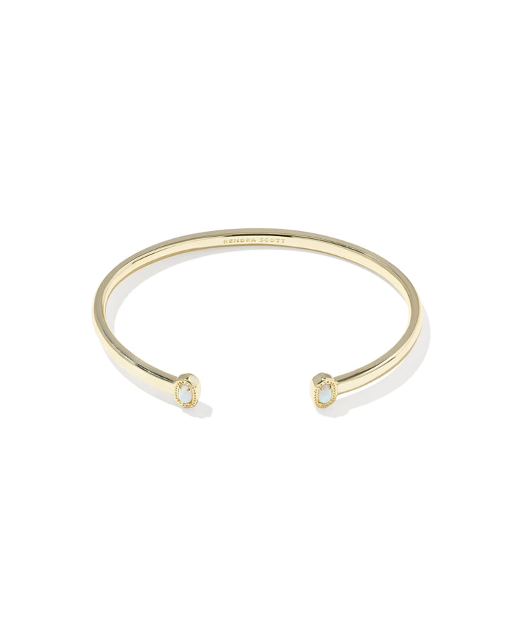 Kendra Scott: Mini Elton Cuff Bracelet in Gold Bright White Lab Grown Opal