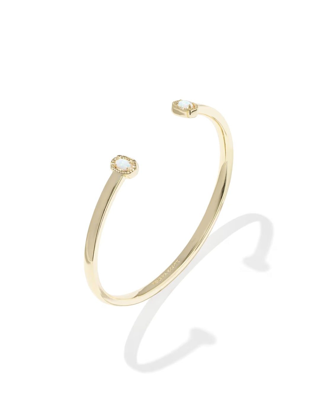 Kendra Scott: Mini Elton Cuff Bracelet in Gold Bright White Lab Grown Opal