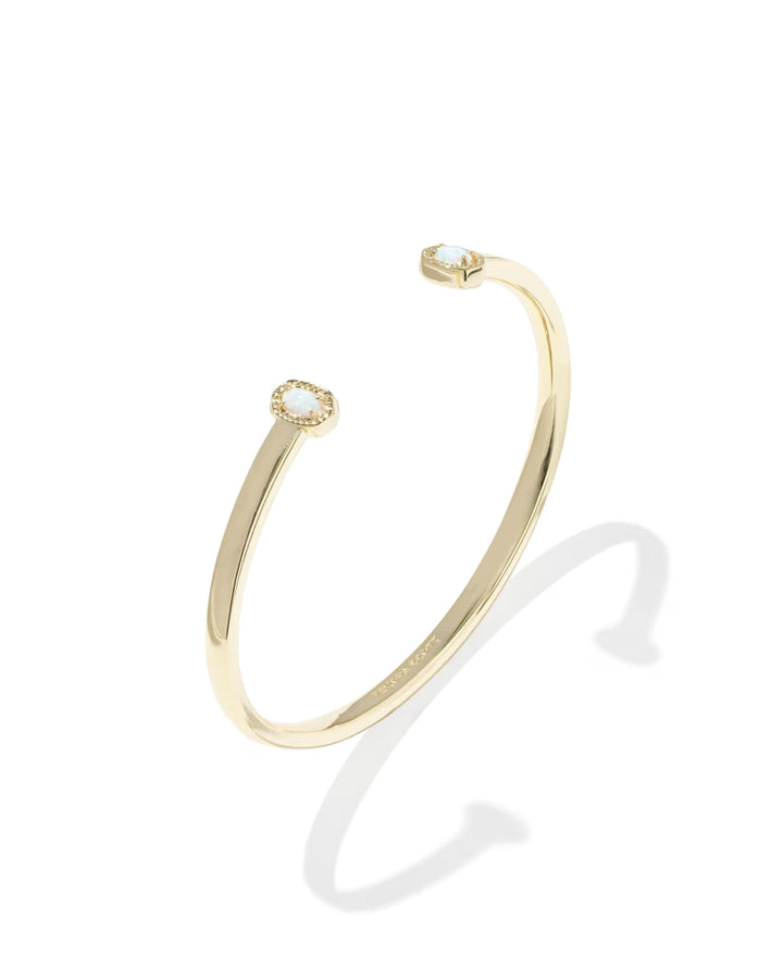 Kendra Scott: Mini Elton Cuff Bracelet in Gold Bright White Lab Grown Opal