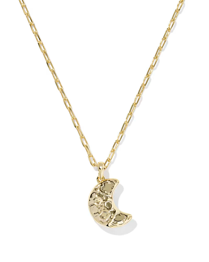 Kendra Scott: Moon Short Pendant Necklace in Gold Opalescent Resin