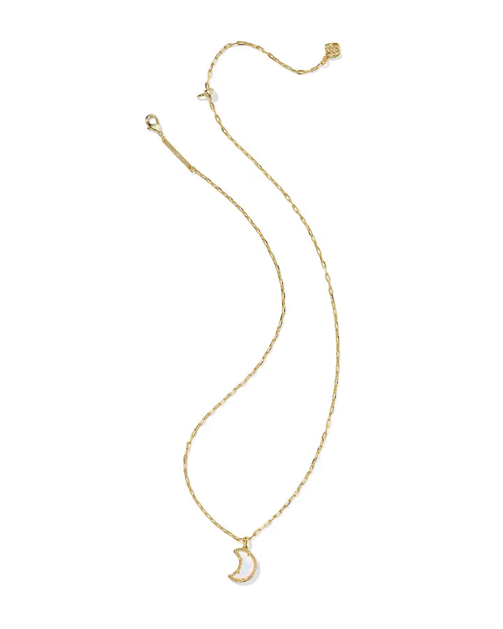 Kendra Scott: Moon Short Pendant Necklace in Gold Opalescent Resin
