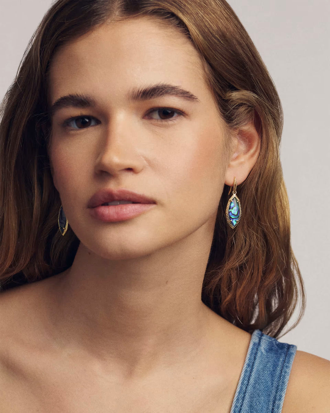 Kendra Scott: Ophelia Small Drop Earrings in Gold Abalone Shell