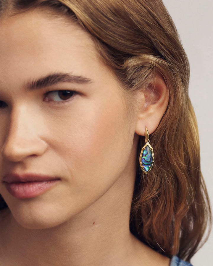 Kendra Scott: Ophelia Small Drop Earrings in Gold Abalone Shell