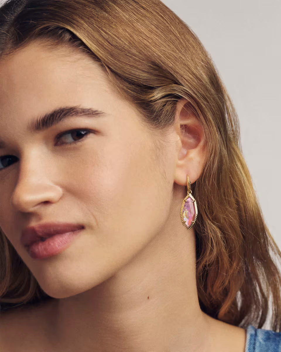Kendra Scott: Ophelia Small Drop Earrings in Gold Light Mauve Illusion
