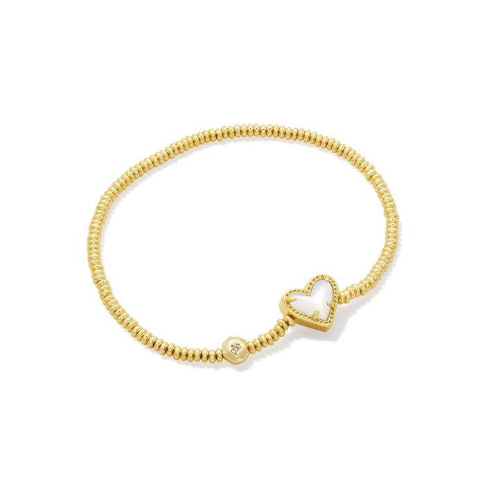Kendra Scott: Ari Heart Stretch Bracelet in Gold Ivory Mop - The Vogue Boutique