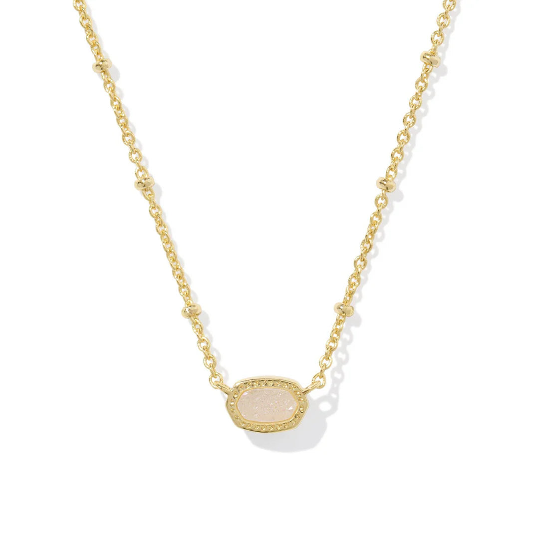 Kendra Scott: Mini Elisa Satellite Pendant Gold Necklace in Iridescent Drusy