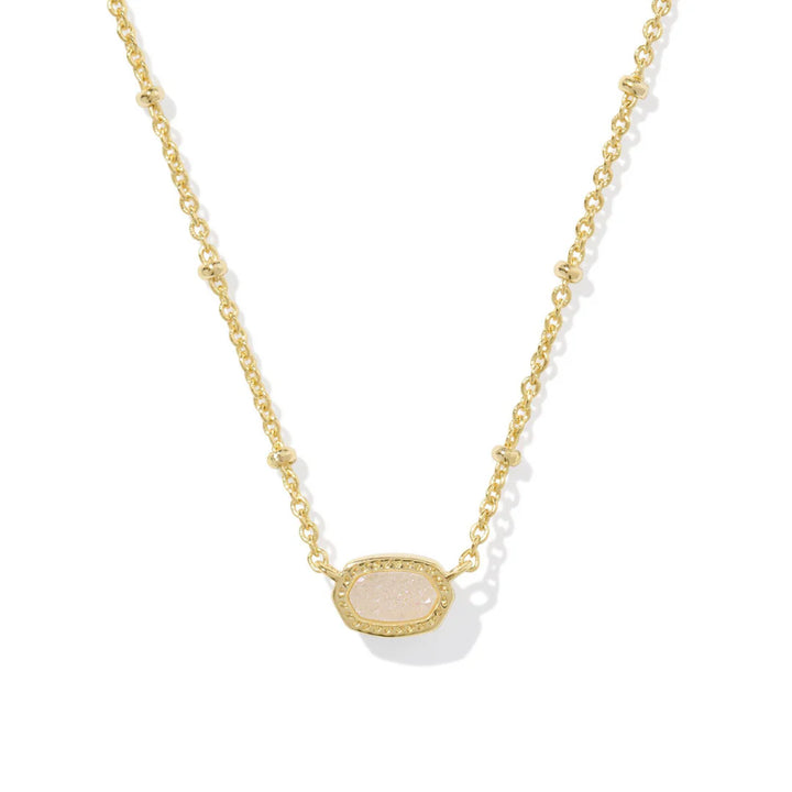 Kendra Scott: Mini Elisa Satellite Pendant Gold Necklace in Iridescent Drusy