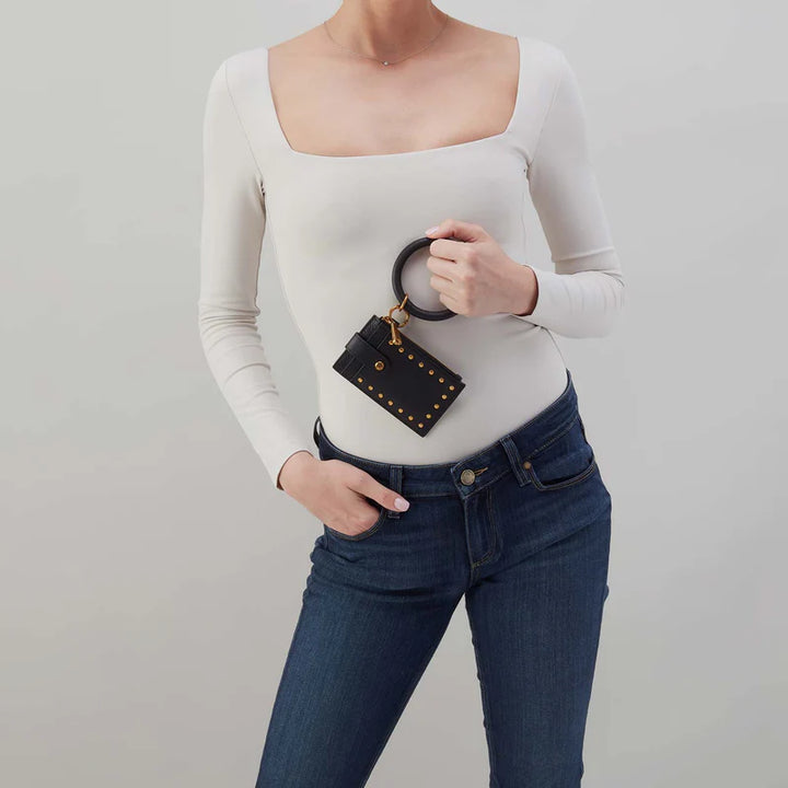 Hobo: Ring Credit Card Wristlet in Black