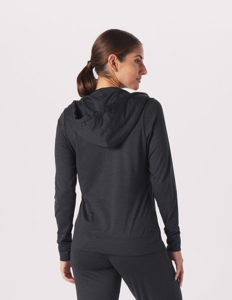 Glyder: On The Go Lightweight Zip Up Hoodie: Black Marble