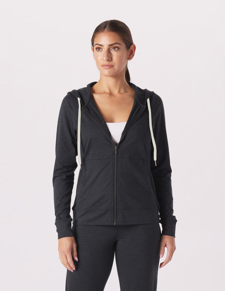 Glyder: On The Go Lightweight Zip Up Hoodie: Black Marble