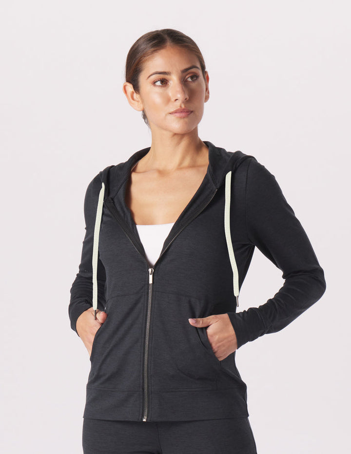 Glyder: On The Go Lightweight Zip Up Hoodie: Black Marble