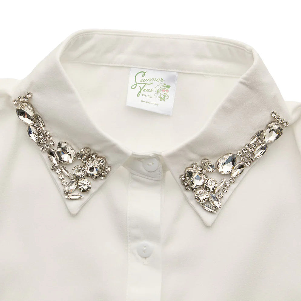 Summer Tees: Women's White Jewel Corporate Collar
