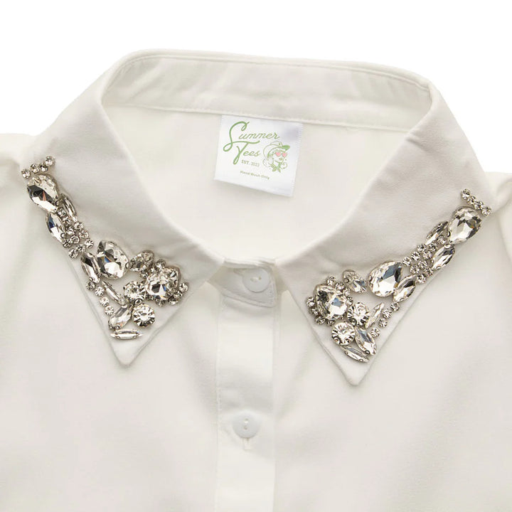 Summer Tees: Women's White Jewel Corporate Collar