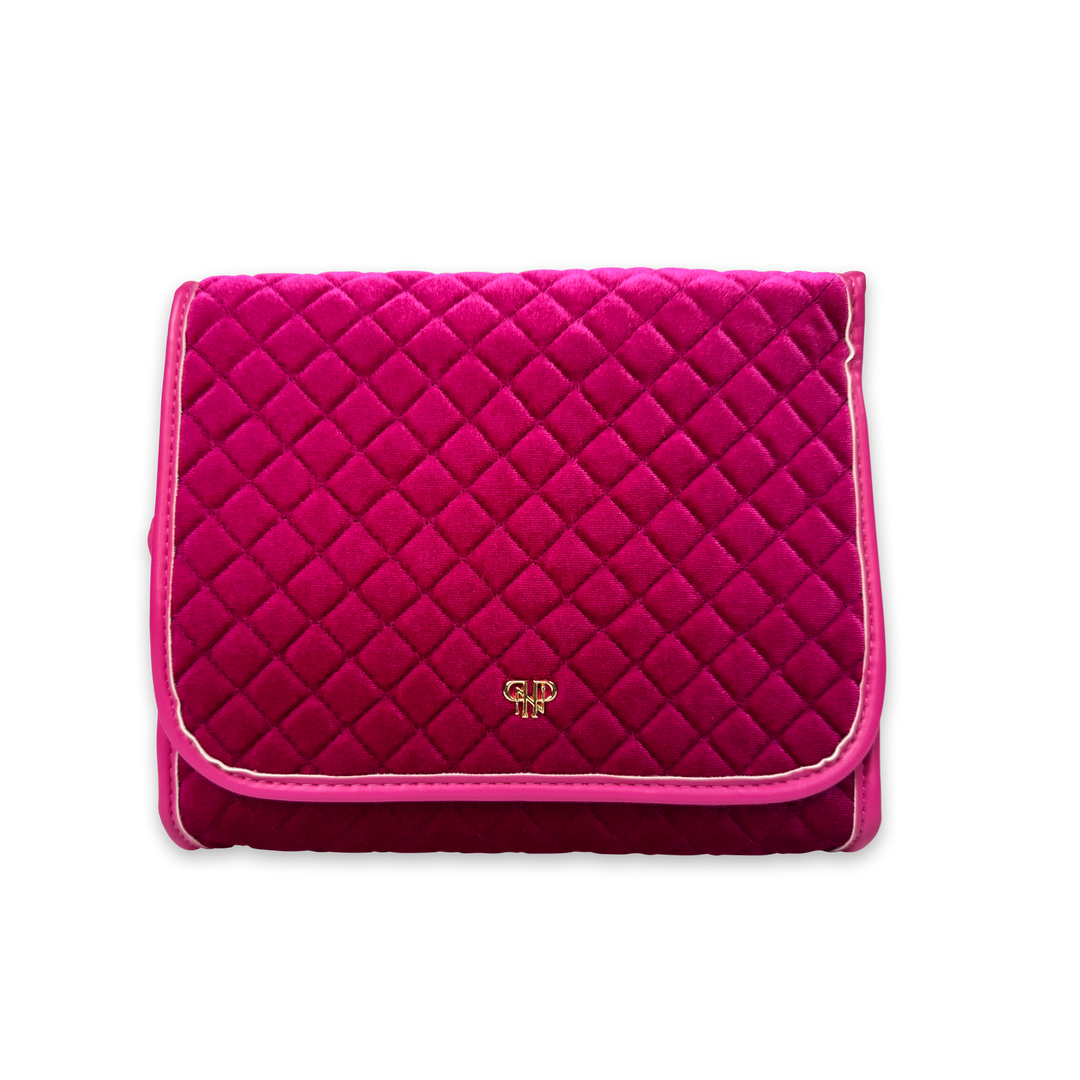 PurseN: Toiletry Case in Fuchsia Velvet (H1987FV) - The Vogue Boutique