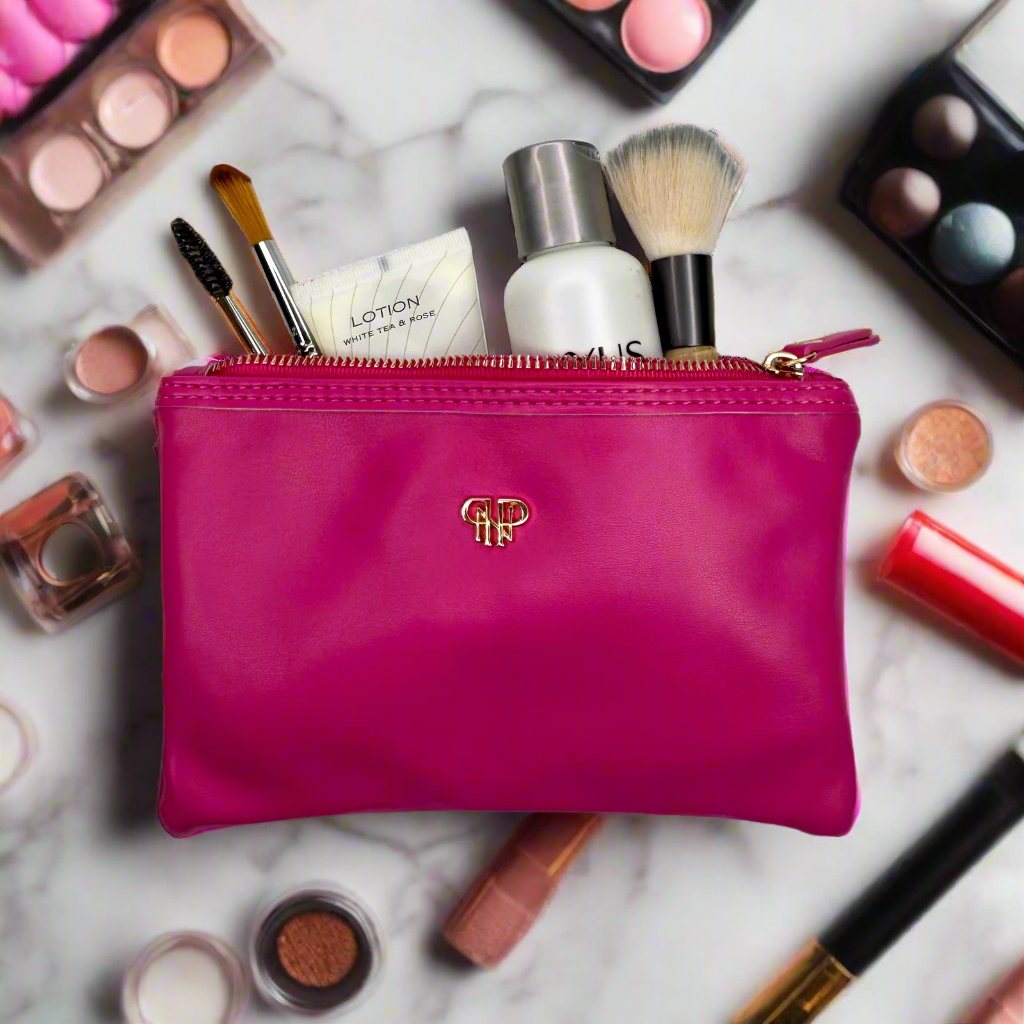 PurseN: Toiletry Case in Fuchsia Velvet (H1987FV) - The Vogue Boutique