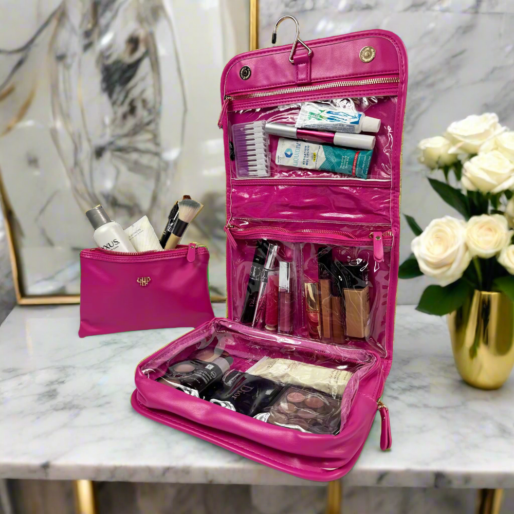 PurseN: Toiletry Case in Fuchsia Velvet (H1987FV) - The Vogue Boutique