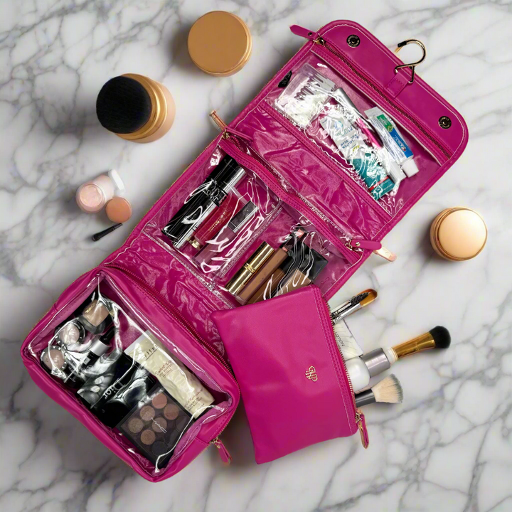 PurseN: Toiletry Case in Fuchsia Velvet (H1987FV) - The Vogue Boutique