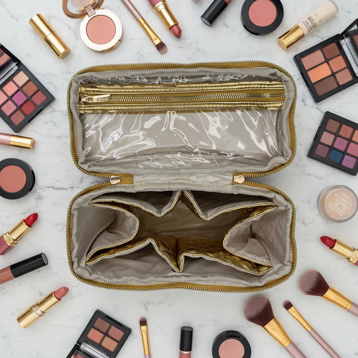 PurseN: Getaway Classic Train Case in Gold