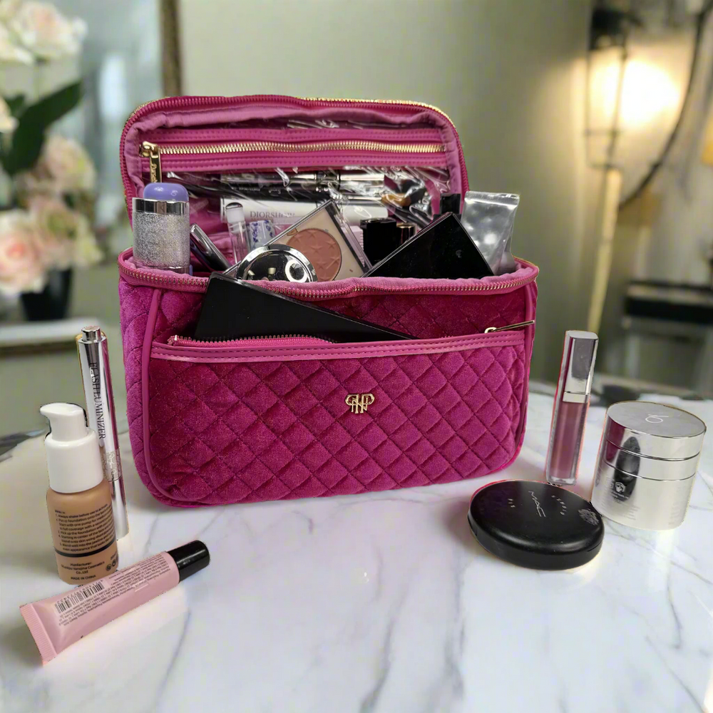 PurseN: Train Case in Fuchsia Velvet (H2234FV) - The Vogue Boutique