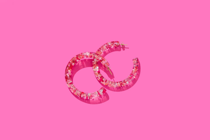 Taylor Elliott: Confetti Hoops in Pink (E-77)