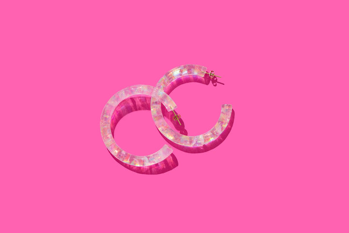 Taylor Elliott: Confetti Hoops in Green/Iridescent (E-83)