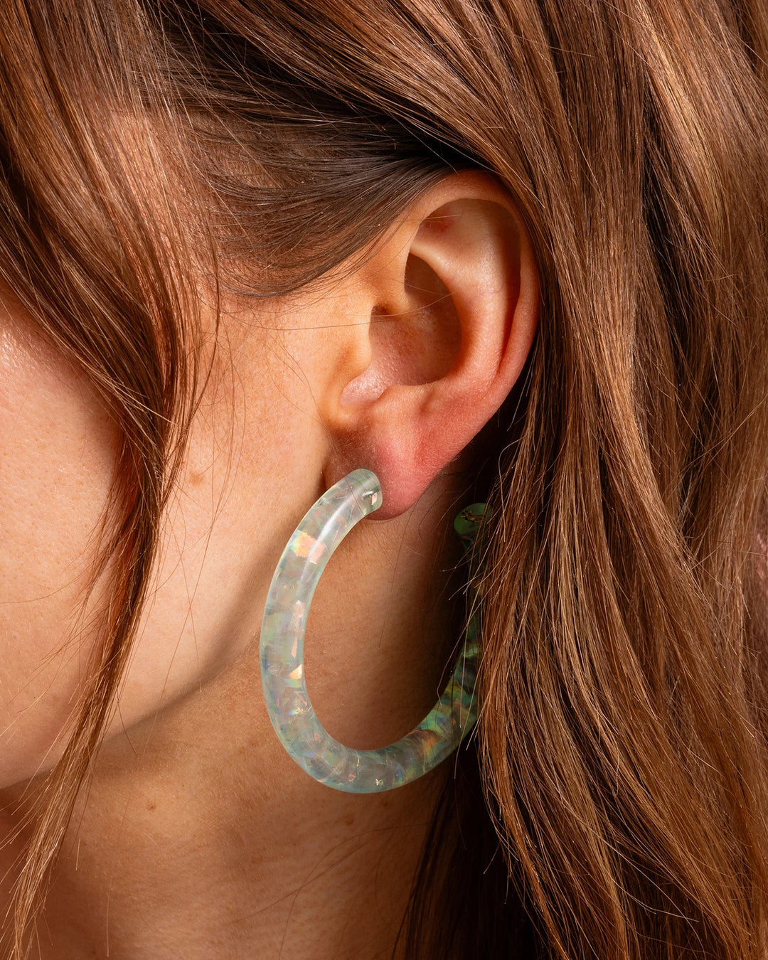Taylor Elliott: Confetti Hoops in Green/Iridescent (E-83)