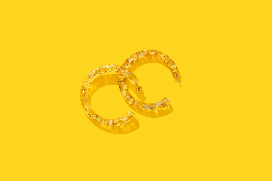 Taylor Elliott: Confetti Hoops in Gold (E-81)