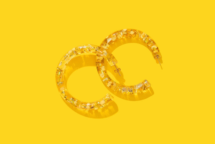 Taylor Elliott: Confetti Hoops in Gold (E-81)