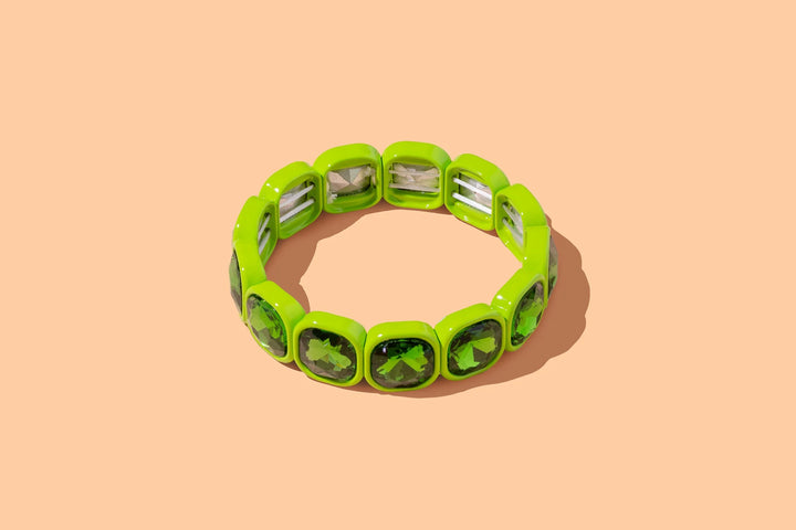 Taylor Elliott: Enamel Stretch Bracelet Rounded Gems Elise in Green (B-05)