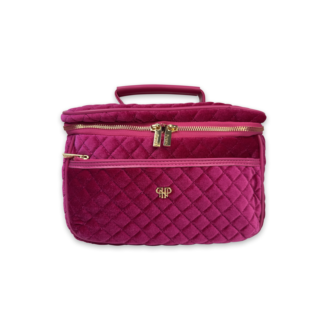 PurseN: Train Case in Fuchsia Velvet (H2234FV) - The Vogue Boutique