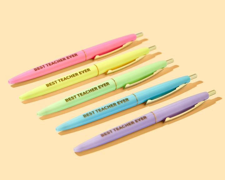Taylor Elliott: Pen Set - Motivational - Best Teacher Ever - 5 Piece Set