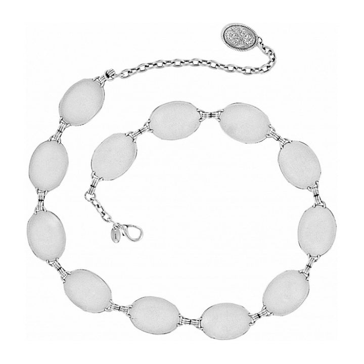 Brighton Antique Silver Nicole Concho necklace with oval frosted white stone links