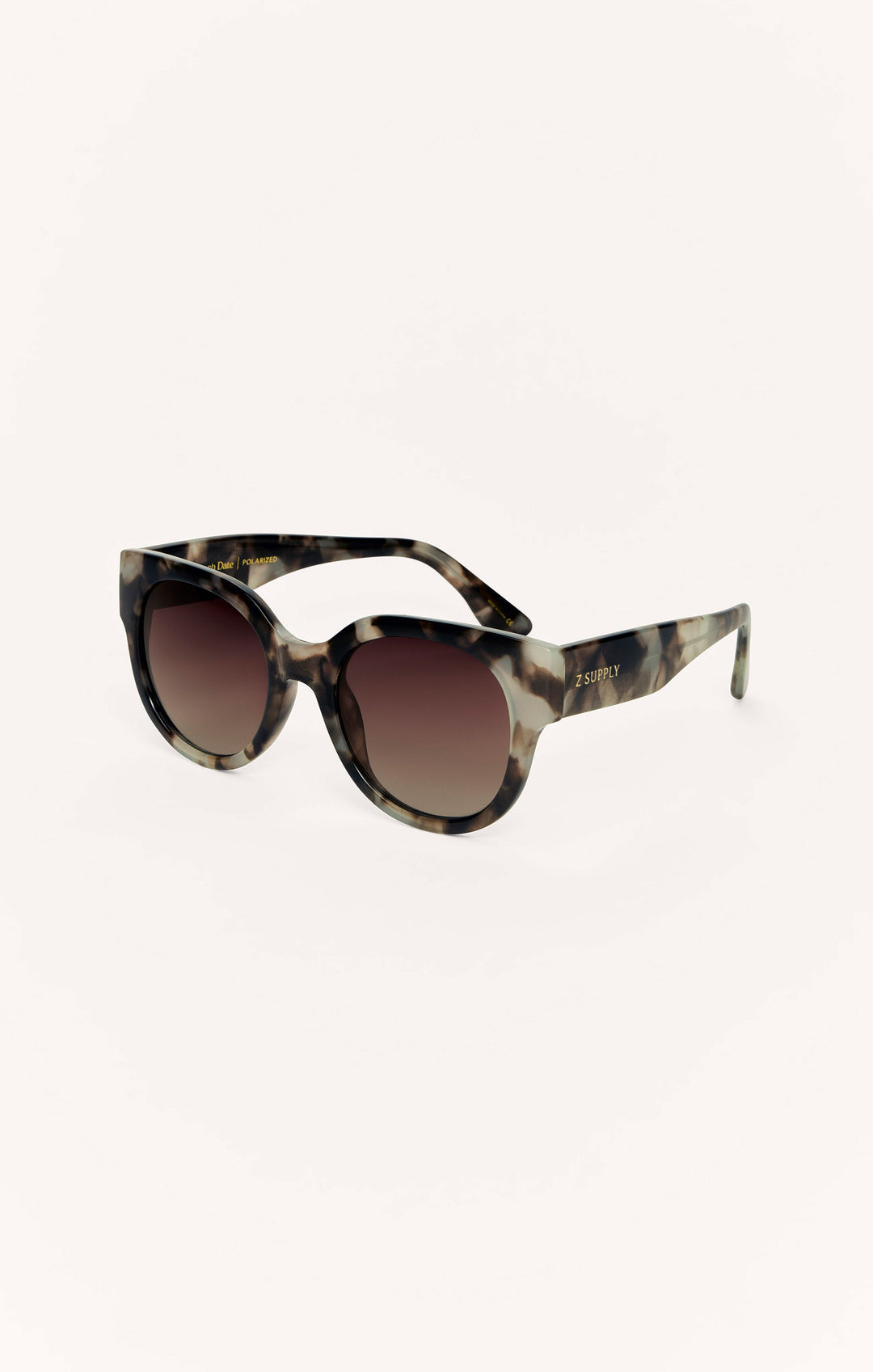 Z Supply Lunch Date sunglasses in gray tortoise frame with brown gradient polarized lenses