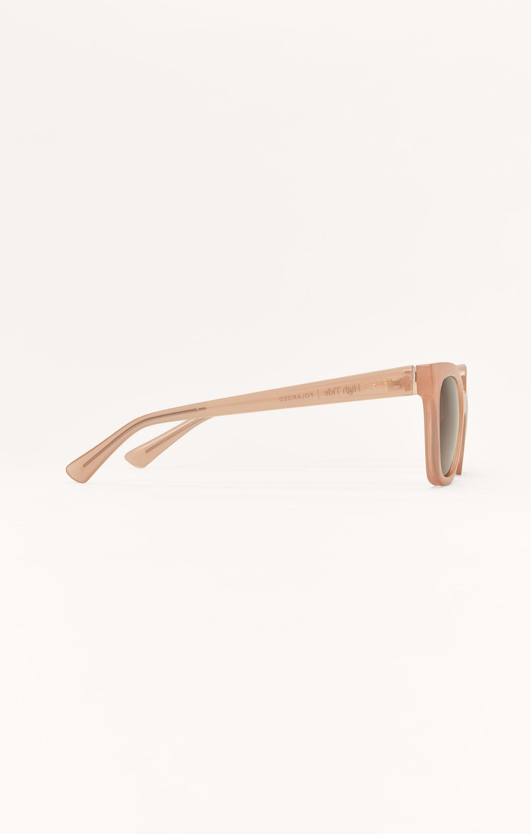 Z Supply High Tide Taupe polarized sunglasses side profile view showing translucent frame